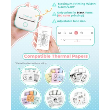 Memoking Mini Portable Inkless Printer for Bluetooth