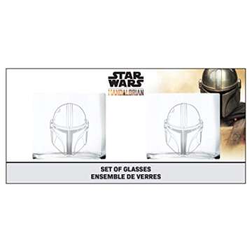 The Mandalorian Glass Set (Helmets) - 10 oz Capacity - Glasses 2-Pack - Star Wars Design - Heavy Bas...