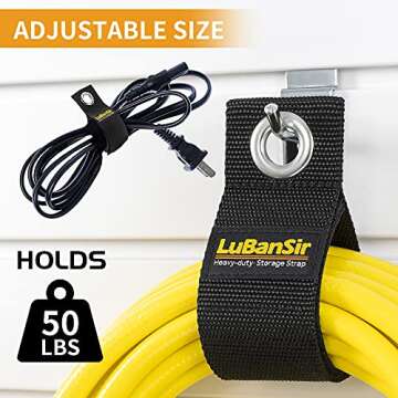 LuBanSir 9 Pack Extension Cord Holder Organizer, 13-inch Heavy Duty Storage Straps for Garden Hose S...