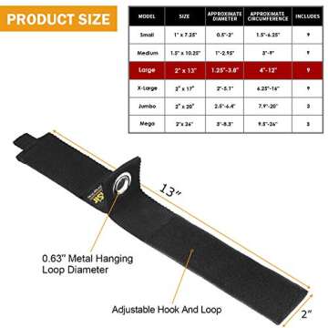 LuBanSir 9 Pack Extension Cord Holder Organizer, 13-inch Heavy Duty Storage Straps for Garden Hose Storage and Garage Wall Organization