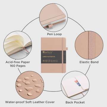 &And Per Se Lined Journal Notebook, 160 Pages, A5 5.7 x 8 inches College Ruled Thick Paper Notebook Journals for Writing, Hardcover Notebooks for Women Men Office School (1 Pack, Apricot)