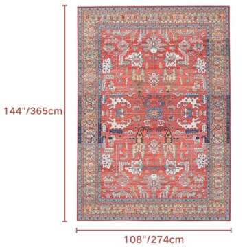 Syalife 9x12 Area Rugs - Washable, Low Pile, Non-Slip for Living Room, Bedroom, Dining Room and Home...