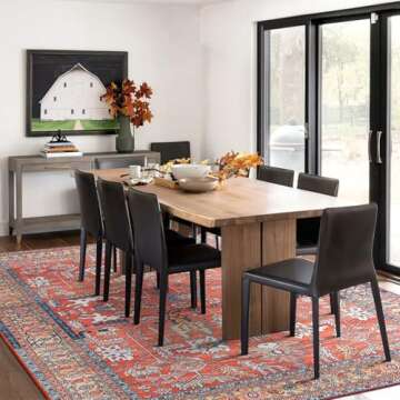 Syalife 9x12 Area Rugs - Washable, Low Pile, Non-Slip for Living Room, Bedroom, Dining Room and Home Office - Non-Shedding Carpet, Coral Red