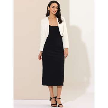 Allegra K Women's Evening Shrug Wedding Gown Fuzzy Formal Faux Fur Bolero Jacket Medium White