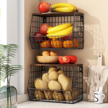 Mefirt 2pcs Fruit Basket for Stylish Kitchen Storage