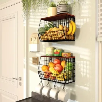 Mefirt 2pcs Fruit Basket for Stylish Kitchen Storage