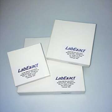 LabExact 1200159 W44 Cellulose Weighing Paper Sheet, Nitrogen Free, Non-Absorbing, High-Gloss, 4 x 4 Inches (Pack of 500)