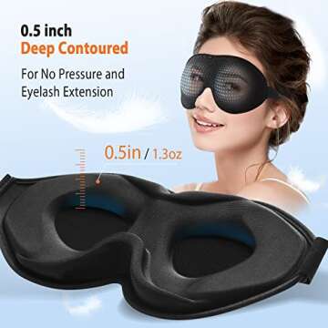 Ezona Sleep Mask for Side Sleepers - 100% Light Blocking and Comfort for Travel & Naps