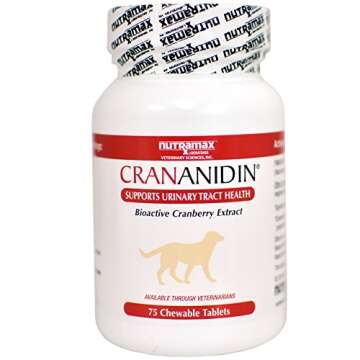 Nutramax Laboratories Crananidin Cranberry Extract Urinary Tract Health Supplement for Dogs, 75 Chew...