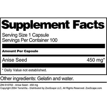 Buy TerraVita Anise Seed 450 mg Capsules - 100 Count