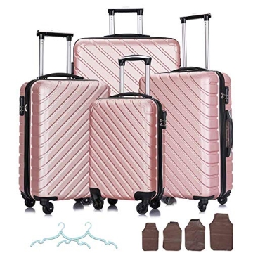 Apelila 4 Piece Hardside Luggage Sets, Lightweight ABS Suitcase Set of 4, Check in & Carry On Luggag...