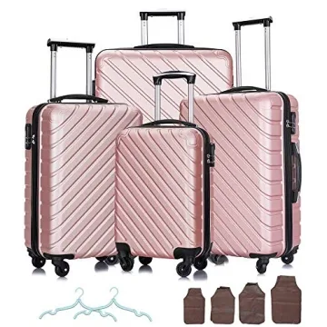 Apelila 4 Piece Hardside Luggage Sets, Lightweight ABS Suitcase Set of 4, Check in & Carry On Luggag...