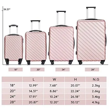 Apelila 4 Piece Lightweight Suitcase Set - Perfect for Travel