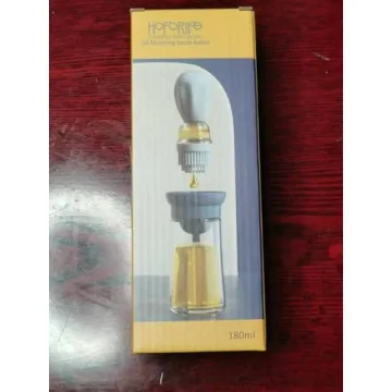 Hoforife Glass Olive Oil Bottle and Brush Set for Cooking