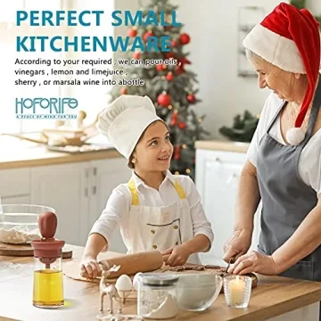 Hoforife Glass Olive Oil Bottle and Brush Set for Cooking