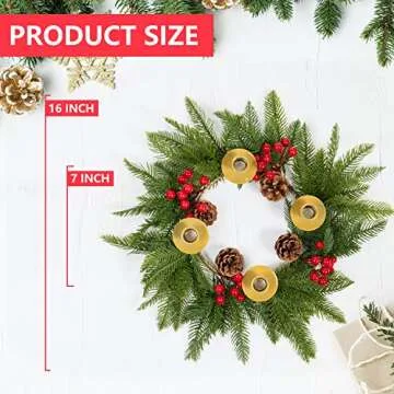 Rocinha Christmas Wreath Candle Centerpiece - Holiday Decorations Gift for Traditions