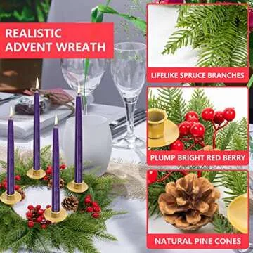 Rocinha Christmas Wreath Candle Centerpiece - Holiday Decorations Gift for Traditions