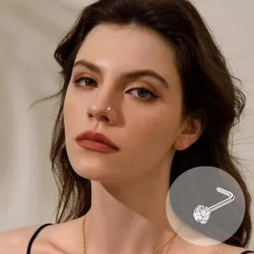 ONESING 44 Pcs 20G Nose Rings Studs Nose Piercings for Women and Men Surgical Steel Moon Star Heart L Shapes Nose Rings Hypoallergenic Nose Studs Body Piercings