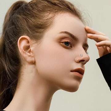 ONESING 44 Pcs 20G Nose Rings Studs Nose Piercings for Women and Men Surgical Steel Moon Star Heart L Shapes Nose Rings Hypoallergenic Nose Studs Body Piercings