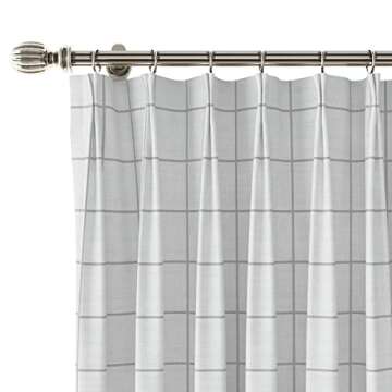 TWOPAGES Stefana Silber x Pinch Pleat Window Drapery - White Carbon Linen Curtain 50 W x 84 L Inch -...