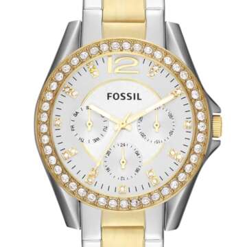 Fossil Women's Riley Quartz Stainless Steel Multifunction Watch, Color: Gold/Silver (Model: ES3204)