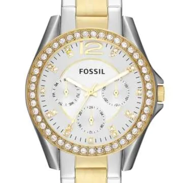 Fossil Women's Riley Quartz Stainless Steel Multifunction Watch, Color: Gold/Silver (Model: ES3204)