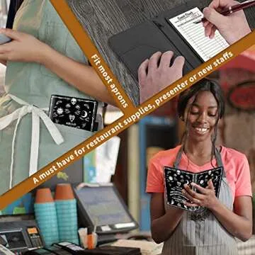 Server Books for Waitress with Zipper Pocket - Leather Waitress Booklet Waiter Money Organizer Wallet, Restaurant Guest Check Book Holder Presenter Fit Server Aprons, Aesthetic Ouija Board