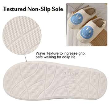 FACAXEDRE Smile Face Slippers for Women Fuzzy Slippers Happy Face Slippers for Woman Ladies Bedroom Slippers Woman Indoor and Outdoor Retro Home House Slippers Blue 7-8