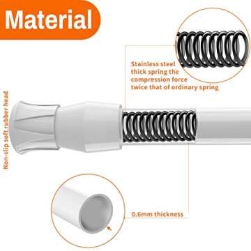 6 Pack Spring Curtain Rod Adjustable Length for Kitchen, Bathroom, Cupboard, Wardrobe, Window, Bookshelf DIY Projects
