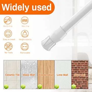 6 Pack Spring Curtain Rod Adjustable Length for Kitchen, Bathroom, Cupboard, Wardrobe, Window, Bookshelf DIY Projects