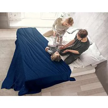 Utopia Bedding Navy 100% Cotton Waffle Blanket 300 GSM [Full - 90x84 Inch] Soft Lightweight Breathable Bed Blanket for All Season