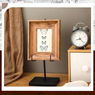 RattanView Black Metal Frame Holder Heavy Duty Sign Holder Vertical Picture Art Painting Display Stand Plaque Poster Stand for Home Restaurant Table Exhibition(12 x 5 x 4 Inches)