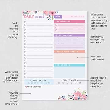 2024 Daily Planner To Do List Notepad, Undated Day Planner Note Pad, Work Planner, Calendar, Scheduler, Checklist, Productivity Organizer, Daily To Do List Planner, Cute Office Supplies, Pink