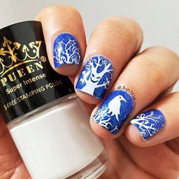 PUEEN MUST HAVE Stamping Polish Collection Set Big 5-FREE Formula Nail Color Lacquer (805 - Black Jack + 806 - Pure White) - BH000872