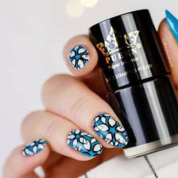 PUEEN MUST HAVE Stamping Polish Collection Set Big 5-FREE Formula Nail Color Lacquer (805 - Black Jack + 806 - Pure White) - BH000872