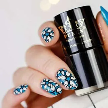 PUEEN MUST HAVE Stamping Polish Collection Set Big 5-FREE Formula Nail Color Lacquer (805 - Black Jack + 806 - Pure White) - BH000872