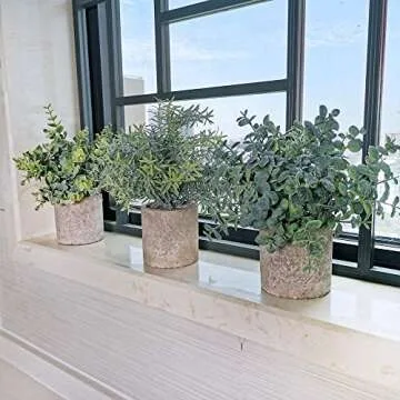 Mini Potted Artificial Eucalyptus Plants Set of 3 for Home
