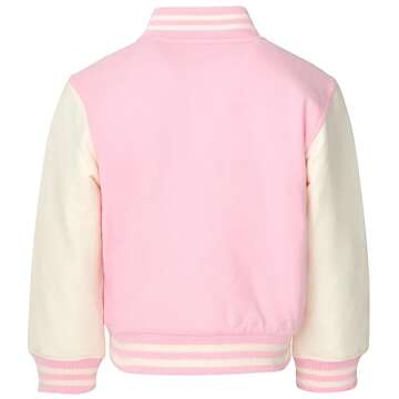 Barbie Little Girls French Terry Varsity Bomber Jacket Pink 6