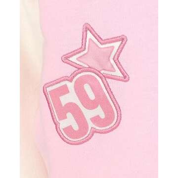 Barbie Little Girls French Terry Varsity Bomber Jacket Pink 6