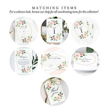 Bliss Collections Join Us Invitations with Envelopes, Bridal Shower Invites, Baby Shower, Birthday, Wedding, Baptism, Geometric Blush Floral, Coral & Greenery Watercolor fill-in style invites, 25 Pack