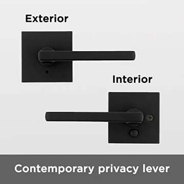Kwikset 91550-029 Halifax Door Handle Lever with Modern Contemporary Slim Square Design for Home Bed...
