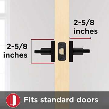 Kwikset 91550-029 Halifax Door Handle Lever with Modern Contemporary Slim Square Design for Home Bedroom or Bathroom Privacy in Iron Black