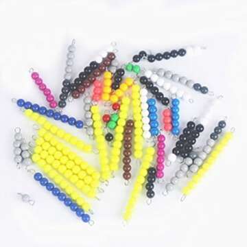 DANNI Montessori Baby Math Educational Toy Subtraction Snake Game Math Teaching Aids Wood Box Colorful Plastic Checker Board Beads