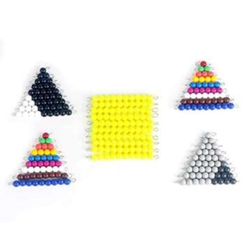 DANNI Montessori Baby Math Educational Toy Subtraction Snake Game Math Teaching Aids Wood Box Colorful Plastic Checker Board Beads