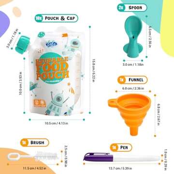 fefe | Reusable Baby Food Pouches for Toddlers | Refillable Food Storage Containers | Freezer Safe S...
