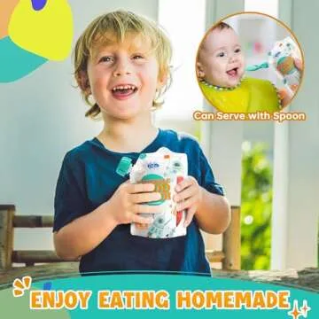 fefe | Reusable Baby Food Pouches for Toddlers | Refillable Food Storage Containers | Freezer Safe Squeeze Pouches for Kids | For Baby Food, Yogurt, Juice, Smoothie and Puree | 10 Pack | 6oz