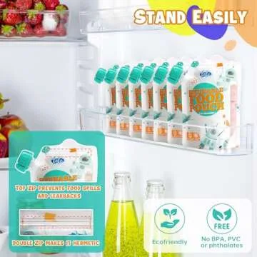 fefe | Reusable Baby Food Pouches for Toddlers | Refillable Food Storage Containers | Freezer Safe Squeeze Pouches for Kids | For Baby Food, Yogurt, Juice, Smoothie and Puree | 10 Pack | 6oz