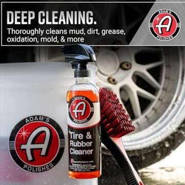 Adam's Tire & Rubber Cleaner (16 oz) - Removes Discoloration From Tires Quickly - Works Great on Tires, Rubber & Plastic Trim, and Rubber Floor Mats