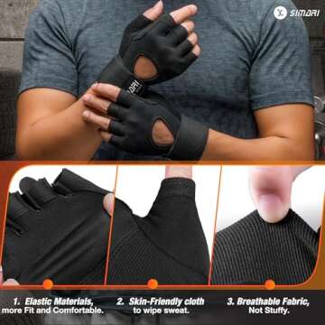 SIMARI Padded Workout Gloves for Men and Women, Breathable Weight Lifting Gloves with Wrist Wraps Support, Grip, Full Palm Protection for Gym Training, Cycling, Weightlifting, Exercise
