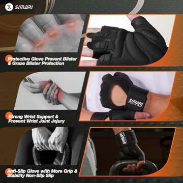 SIMARI Padded Workout Gloves for Men and Women, Breathable Weight Lifting Gloves with Wrist Wraps Support, Grip, Full Palm Protection for Gym Training, Cycling, Weightlifting, Exercise
